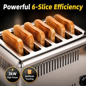 เครื่องปิ้งขนมปังไฟฟ้าแบบ 6 ช่อง 220V 3kW สำหรับโรงแรม บุฟเฟ่ต์ คาเฟ่ ร้านอาหาร ครัวอาหารเช้า - Product Image 2