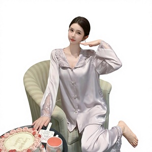 Nuovo Stile Traspirante Estivo, Cardigan in Stile Francese per Ragazze, Pigiama in Seta <span class=keywords><strong>Ghiaccio</strong></span> per Donne in Stile Palazzo - Product Image 1