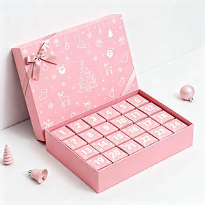 Carton rigide de grande taille à fermeture magnétique avec logo personnalisé de luxe Boîte de Noël de calendrier de l'avent vide à compte à rebours de 24 jours pour dessert - Product Image 6