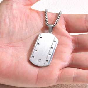 Pendentif <span class=keywords><strong>Alin</strong></span> classique et tendance en argent avec motif Dogtag et chaîne IPS en acier inoxydable, bijoux pour cadeau - Product Image 4