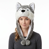 Gorro de invierno personalizado con forma de animal, de piel sintética, con cabeza de oso, lobo, gallina, mono, gato, gorro, gorra, bonete, gorro de anime, lindo, barato para la venta