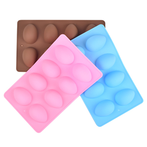 Moules à gâteau en silicone en forme d'œuf de Pâques à 8 cavités avec logo personnalisé, fournitures de cuisson bon marché, plateaux pour chocolats et bonbons - Product Image 1