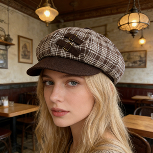 Cappello Ottagonale in Denim a Quadri Retrò da Donna, Nuova Collezione Primavera 2026 |   Cappello da Pittore Versatile Effetto Snellente per il Viso |   Influencer di Viaggi e Escursioni - Product Image 4