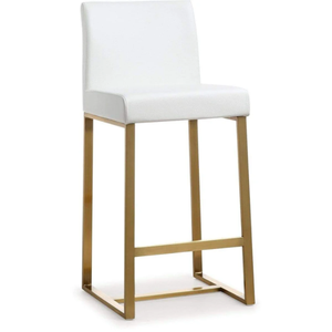 Tabouret de bar Blake en acier inoxydable blanc argenté ou blanc doré, robuste, pour bar à domicile ou salle à manger - Product Image 1