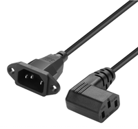 Câble d'alimentation CA en caoutchouc IEC C14 à montage sur panneau vers IEC C13 à angle droit, rallonge principale pour serveurs informatiques et PDU