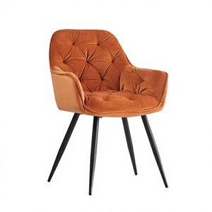 Chaises de salle à manger en velours gris foncé, style simplicité moderne, avec pieds en métal, pour la maison et le bureau - Product Image 2