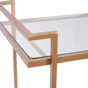 <span class=keywords><strong>Chariot</strong></span> à bar en métal et <span class=keywords><strong>bois</strong></span> à deux niveaux, style industriel moderne, doré, avec revêtement en poudre, roulettes, pour la maison, la cuisine, le salon, la cave à vin - Product Image 5