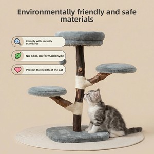 Árbol rascador para gatos al por mayor, diseño de ramas único, plataforma de felpa suave, madera natural estética, cartón sostenible, 4 niveles para - Product Image 2
