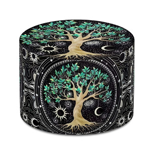 Moulin à herbes Arbre de Vie en alliage de zinc à 4 couches, motif soleil et lune, accessoires de fumage portables personnalisés – Offre spéciale - Product Image 4