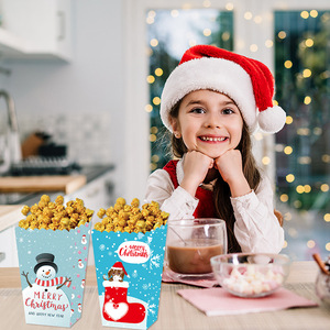 Boîtes d'emballage alimentaire en papier rectangulaires pliables personnalisées pour Noël, jetables, pour frites, pop-corn et autres aliments rapides - Product Image 3