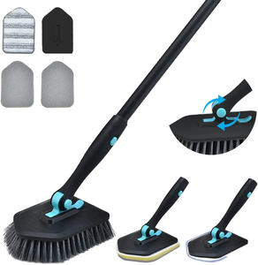 Heavy Duty Floor Scrub <strong>Brush</strong> with Long Handle V-Shape Grout <strong>Brush</strong> 180&deg; Rotatable Stiff Bristle Scrubber for Bathroom Tile Floor - Product Image 6