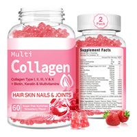 Gummies beauté multi-collagène + biotine avec collagène hydrolysé types I, II, III, V et X, kératine et vitamines pour adultes