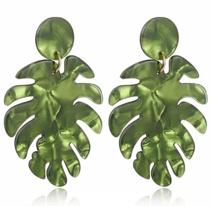 Boucles <span class=keywords><strong>d</strong></span>'oreilles goutte <span class=keywords><strong>d</strong></span>'eau en forme de feuille, bijoux en résine acrylique, personnalisés - Product Image 5