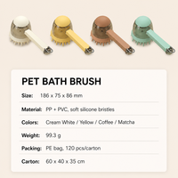 Brosse de bain pour animaux YAOYUE avec réservoir de shampoing, distributeur à capuchon pression, poils en silicone doux, brosse de toilettage pour chiens et chats, 4 couleurs