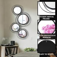 Vente flash - Ensemble de 4 miroirs muraux ronds encadrés - Miroir mural décoratif moderne pour salon, chambre, entrée, décoration intérieure
