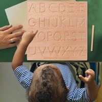 Tableau D'écriture en bois Pour Début Éducatif Planche de Traçage Numéro de Lettre Forme Braille Conseil Préscolaire Jeu Jouet Cadeau Pour Les Enfants
