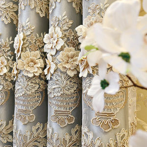 Tenda in Tulle Ricamata Personalizzata, Lussuose <span class=keywords><strong>Tende</strong></span> a Doppio Strato Ricamate in Stile Europeo 4D <span class=keywords><strong>per</strong></span> il Soggiorno - Product Image 5