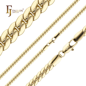 54110192 להתאמה אישית 6mm fj fallon תכשיטי אופנה עגולה שרשרת קישור קומפקטי מצופה פליז זהב 14 קארט - Product Image 3