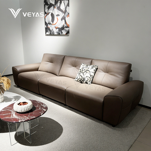 Último Modelo Moq 1, Sillón Chaise Longue Extensible de 3 Plazas en Forma de L, Color Bronceado Urbano, Cuero Genuino, Moderno, Firme, con Control Remoto Vy33 - Product Image 5