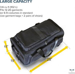 Échantillon gratuit : Sac de transport pliable pour costumes de danse avec porte-vêtements intégré et compartiment cosmétique suspendu - Product Image 4