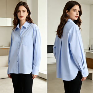 Camicetta Formale da <span class=keywords><strong>Donna</strong></span> <span class=keywords><strong>Azzurra</strong></span> a Maniche Lunghe con Bottoni, Traspirante in Poliestere/Cotone, per Lavoro, Primavera/Estate - Product Image 1