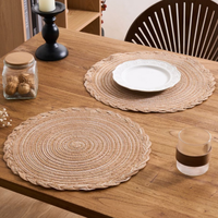 Set de table rond en coton et ramie de style nordique, antidérapant, pour la décoration de la maison