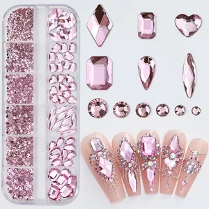 Atacado Crystal Stone Decoração Design Flatback Nail Art Fantasia Rhinestone Hight Qualidade Multi Forma De Vidro De Luxo Prego D