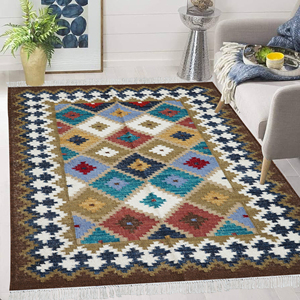 Alfombras Kilim de Yute Natural Tejidas a Mano, Diseño Turco Bohemio, Alfombras de Lana y Yute, Decoración para el Hogar, Tamaño Personalizado, Decoración para Habitaciones y Puertas de la India - Product Image 1