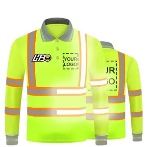 HBC Custom corporate shirts High Visibility Work Uniform Safety Reflective Construction Long Sleeve T Shirt