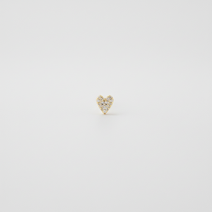 Pendientes Elegantes de Oro 14k con Diamante Natural en Forma de Corazón, Diseño Exclusivo de Studio, con Parte Posterior Plana - Product Image 1