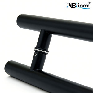 Manija Moderna para Puerta de Vidrio, Tipo Empujar y Tirar, en Forma de H, para Ducha u Oficina, de Acero Inoxidable Negro - Product Image 4