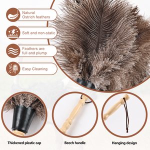 Livraison sous trois jours, 6 dépoussiéreurs de voiture en plumes d'autruche naturelles avec poignées rondes en bois - Product Image 5