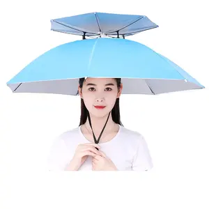 Outdoor Anti-Regen Anti-Sonne Regenschirm Hüte Neue Erfindungen für Custom ized Logo Promotion Sonnenschirm Regenschirm Hut mit Ventilator