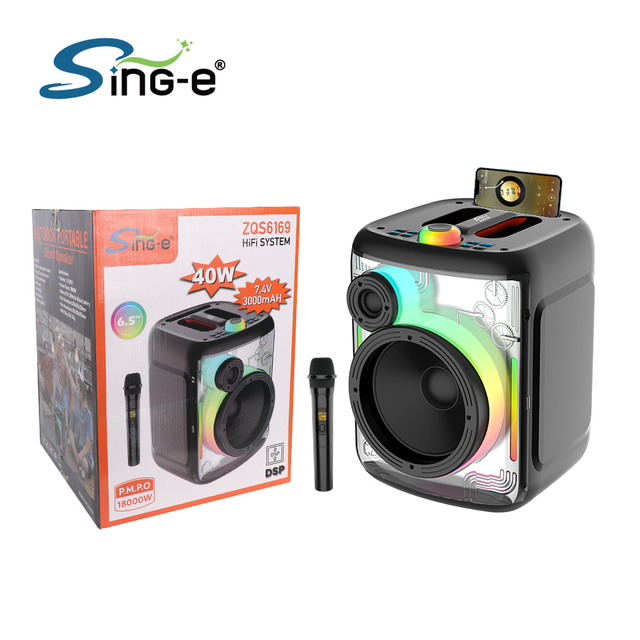 ZQS6169 Factory Original Music Speaker Portable LED Karaoke Hifi Blue Tooth Singing Speaker
