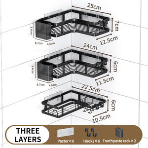 무타공 코너 수납 선반 가정용 욕실 화장실 3단 라탄 철제 수납장 해외 직구용 - Product Image 6