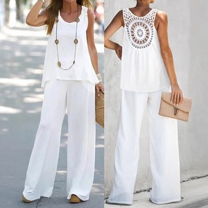 Ensemble deux pièces pour femmes avec découpe au dos, couleur unie, tenue décontractée tendance - Product Image 3
