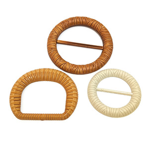बुना बांस रतन लट Semicircular महिला बेल्ट बकसुआ अंगूठी बकसुआ बेल्ट - Product Image 2