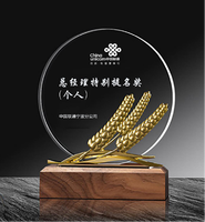 Trophées en cristal K9 personnalisés avec logo, forme irrégulière, sablés, écologiques, avec base en bois gravée, pour décorations d'hôtel - Vente chaude