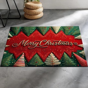 Tapis de sol rectangulaire antidérapant en velours cristal imprimé bonhomme de neige de noël, décoration de maison, pour salon, entrée, salle de bain - Product Image 4