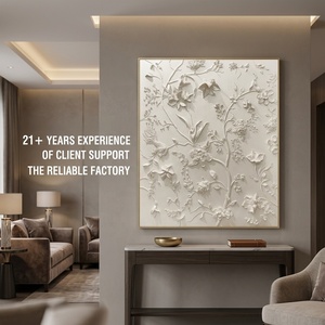 Arte Murale 3D con Fiori Dipinti a Mano in Rilievo per Decorazione di Hall di Hotel, Progetti Commerciali di Lusso <span class=keywords><strong>e</strong></span> Ospitalità - Product Image 1