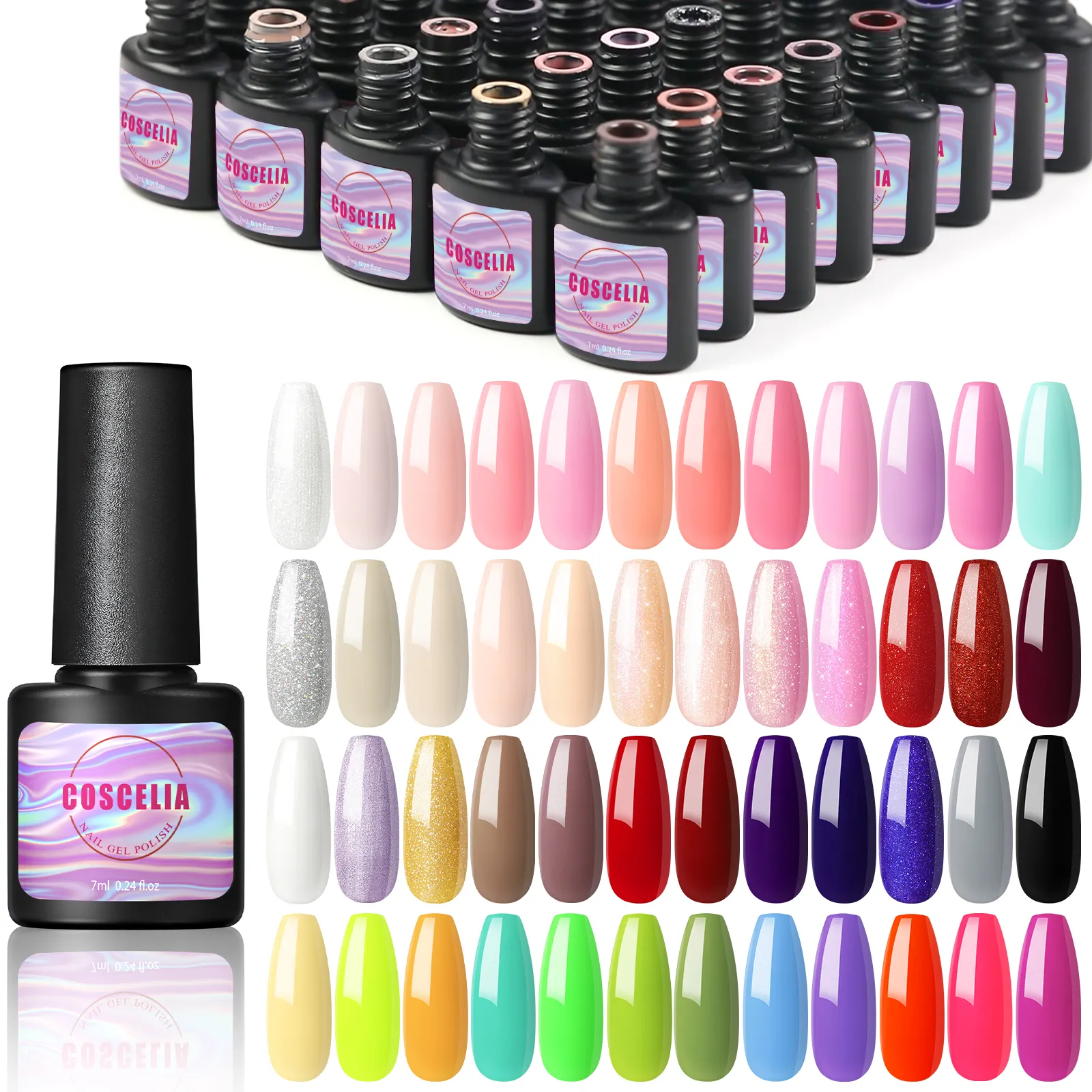 Wholesale UV Nail Gel Polish 7ml Natural Resin Nail Polish 48 Colors Customized Nail Gel Polish Supplies For Professionals