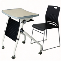 Ensemble bureau et chaise robuste pour étudiant avec tiroir profond et crochet pour livres, bureau inclinable à structure métallique pour salle de classe du lycée