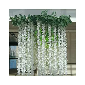 Desain baru buatan putih bunga gantung plafon dekorasi bunga perlengkapan aula pernikahan latar belakang acara