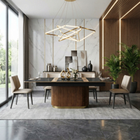 Meubles de salle à manger, table à manger extensible en bois de noyer luxueuse et élégante pour 8 à 10 personnes