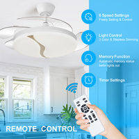 Vente chaude Moderne 42 Pouces En Forme De Vague LED Invisible Ventilateur Lumière DC Moteur 110-240V Télécommande Ventilateur De Plafond avec Lampe