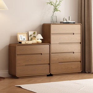 Lxyx New Modern Solid Oak 5 Drawer <b>Chest</b> Wall-Mounted Modular Durable <b>Storage</b> Cabinet Living Room Integrated <b>Large</b> Capacity - Product Image 2