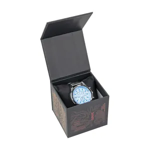 Boîte de montre en papier noir, boîte cadeau personnalisée de haute qualité organisateur fête des pères