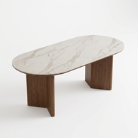 Table à manger ovale en bois massif de style américain moderne de luxe, fabrication directe d'usine, robuste, durable, écologique, garantie 5 ans
