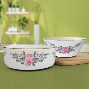 <span class=keywords><strong>Vajilla</strong></span> de Lujo Estilo Occidental con Base Plana y Flores Rosas con Borde Dorado para Suministros de Escritorio y Alquiler para Eventos - Product Image 6