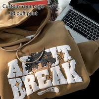 Sweat à capuche de haute qualité fabriqué en usine, logo personnalisé imprimé en relief, coton lourd, design graphique en mousse 3D, sweat à capuche surdimensionné pour hommes